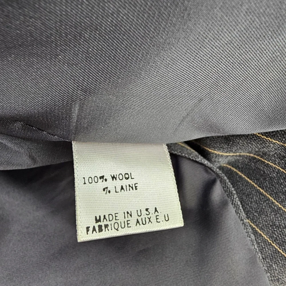Theory Wool Skirt Suit Women 8 Grey Pinstripe Single Button Blazer Pleated Mini